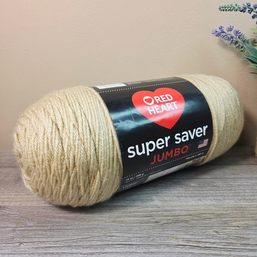 Red Heart Super Saver Jumbo Yarn Buff Chamois Beige 0334 14oz 744yd Medium 4 New